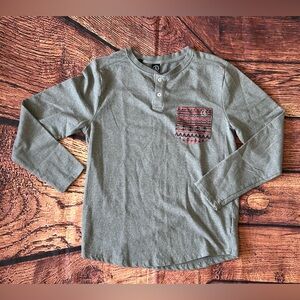 Volcom Henley Surf‎ Shirt Mens Small Long Sleeve Multi-Color Pocket